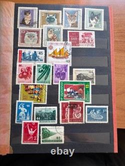 Large Vintage Worldwide Stamp Collection Album 450 Stamps Poland Space Animals