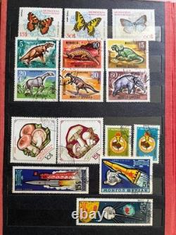 Large Vintage Worldwide Stamp Collection Album 450 Stamps Poland Space Animals