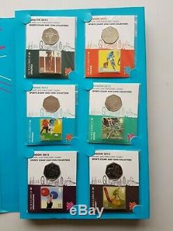 London 2012 Olympics & Paralympics 50p coin & stamp collection in album