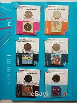 London 2012 Olympics & Paralympics 50p coin & stamp collection in album