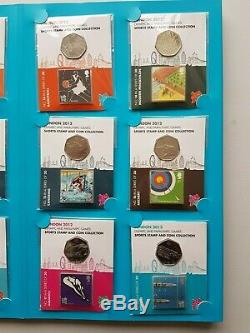 London 2012 Olympics & Paralympics 50p coin & stamp collection in album