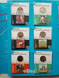 London 2012 Olympics & Paralympics 50p coin & stamp collection in album