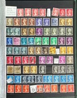 Machin Stamp Collection Stock Book Hundreds of Stamps Mint & Used ZAYIX