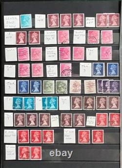 Machin Stamp Collection Stock Book Hundreds of Stamps Mint & Used ZAYIX
