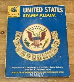 Minkus 1968 United States Stamp Album with 695 Stamps PLEASE READ