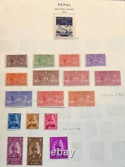 NEPAL CORE Collection MINT SETS on Album Pages Hi CV! First Nepal stamps! 150ct