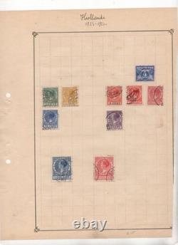 NETHERLANDS 1864-1950s COLLECTION OF 145 STAMPS ON OLD ALBUM PAGES ALL USED