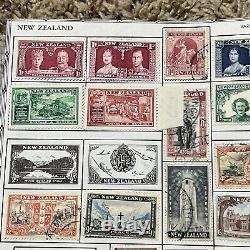 New Zealand Stamp Lot On Album Page Mint Used Collection Queen Elizabeth II