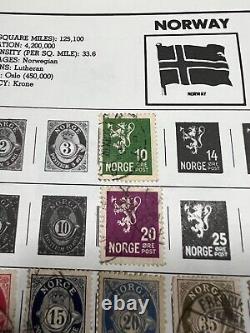 Norway Stamp Collection hinged on page used / hinged 12 Stamps