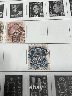 Norway Stamp Collection hinged on page used / hinged 12 Stamps