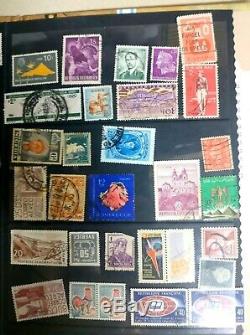 Old Stamp Collection Worldwide 100 VERY OLD with ALBUM USED STAMPS. 1855s- 1980s
