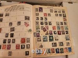 Old Stamp Collection with 3 stamp albums and many loose stamps US and worldwide