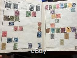 Old Triumph Stamp Album, 10 maps, QV GEO V, 1600 + GB WORLD collection 1935 VG