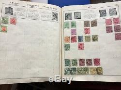 Old Triumph Stamp Album, 10 maps, QV GEO V, 1600 + GB WORLD collection 1935 VG