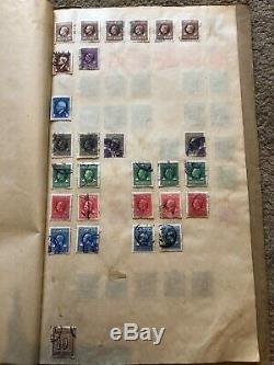 Old stamp collection album, stamps