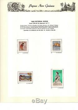 PNG complete collection 1952 1990 stamps, MNH in 2 SS Hingeless albums + slips