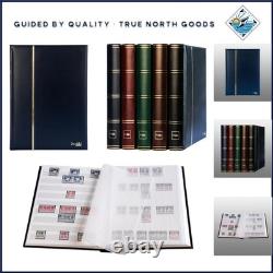 Padded Stamp Album with 60 White Sides and Decorative Blue Faux Leather Cover