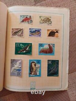 Postage Stamps from the USSR 1970s 1980s, Collection of 100 Stamps in Album