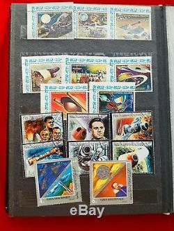 Rare Space Stamp Album Book Collection Vtg Soviet Russian Gagarin Rocket Sputnik