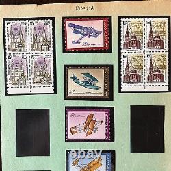 Russia Mint Stamps On Album Pages Lot Mountains & Floral Sets, Trains, Olympics