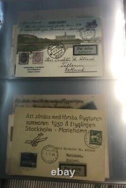 SWEDEN Collection airmail 1929-45 on 95 covers/cards in album. Good lot