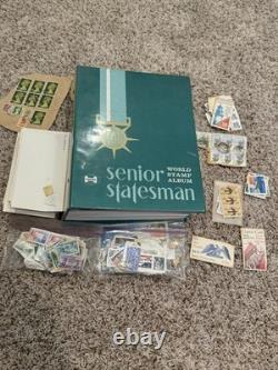 Senior Statesman World Stamp Album and Collection of 100s of Worldwide Stamps