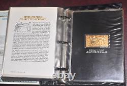 Staffa Tutankhamun 23K gold stamp collection of 38, King Tut's Treasures album