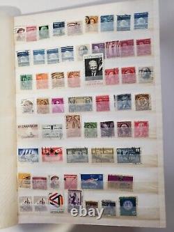 Stamp Album 14 Pages Full of Vintage Sorted 600+ Worldwide & USA Stamps