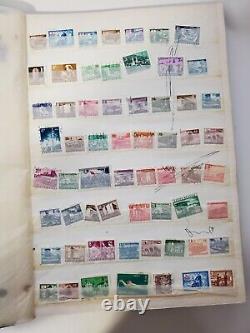 Stamp Album 14 Pages Full of Vintage Sorted 600+ Worldwide & USA Stamps