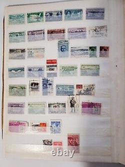 Stamp Album 14 Pages Full of Vintage Sorted 600+ Worldwide & USA Stamps