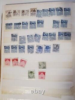 Stamp Album 14 Pages Full of Vintage Sorted 600+ Worldwide & USA Stamps