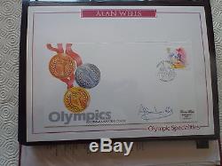 The Olympic Masterfile Stamp Collection 3 Albums MNH FDC Signed Covers Coin