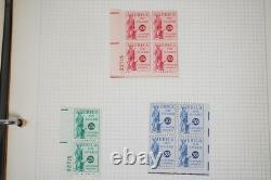 U. S. 1910s-1930s BACK OF BOOK COLLECTION OF 60 STAMPS & 40 BLOCKS IN ALBUM