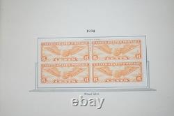 U. S. 1910s-1930s BACK OF BOOK COLLECTION OF 60 STAMPS & 40 BLOCKS IN ALBUM