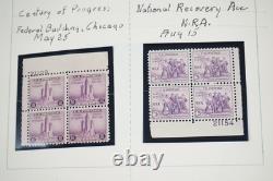 U. S. 1930s-1960s COLLECTION OF 400+ BLOCKS ALL MINT IN ALBUM ON WHITE ACE PAGES