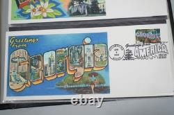 U. S. 2002 Collection Of 2 Sets Of 50 Greetings From America I Fdcs In Album