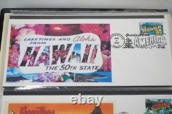 U. S. 2002 Collection Of 2 Sets Of 50 Greetings From America I Fdcs In Album