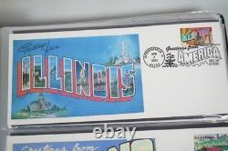 U. S. 2002 Collection Of 2 Sets Of 50 Greetings From America I Fdcs In Album