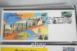 U. S. 2002 Collection Of 2 Sets Of 50 Greetings From America I Fdcs In Album