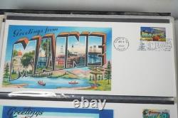 U. S. 2002 Collection Of 2 Sets Of 50 Greetings From America I Fdcs In Album