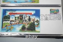 U. S. 2002 Collection Of 2 Sets Of 50 Greetings From America I Fdcs In Album