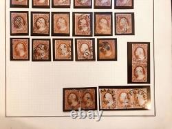 U. S Used 3¢ 1851 Collection On Album Page, 36 Stamps For Varieties & Cancels