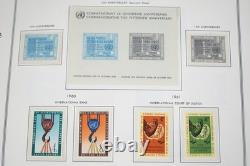 UN 1950s-1990s COLLECTION OF OVER 500 STAMPS ALL MINT STORED IN HARRIS ALBUM