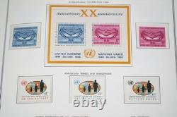 UN 1950s-1990s COLLECTION OF OVER 500 STAMPS ALL MINT STORED IN HARRIS ALBUM