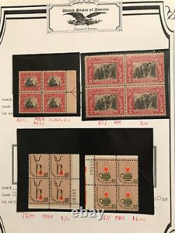 US 1910s-40s Amazing Collection of 35 Blocks of 4/Plate Blocks, 10 album pages