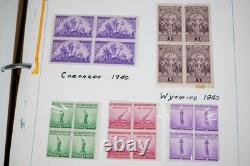 US 1940-1960s STAMP COLLECTION OF 325+ MINT BLOCKS IN ALBUM