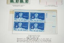 US 1950s-1960s COLLECTION OF NEARLY 200 MINT PLATE BLOCKS STORED IN MINKUS ALBUM