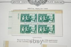 US 1950s-1960s COLLECTION OF NEARLY 200 MINT PLATE BLOCKS STORED IN MINKUS ALBUM