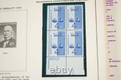 US 1960s-1970 COLLECTION OF 125+ MINT PLATE BLOCKS STORED IN MINKUS ALBUM
