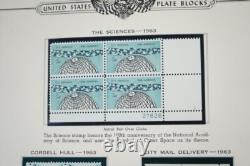 US 1960s-1970 COLLECTION OF 125+ MINT PLATE BLOCKS STORED IN MINKUS ALBUM